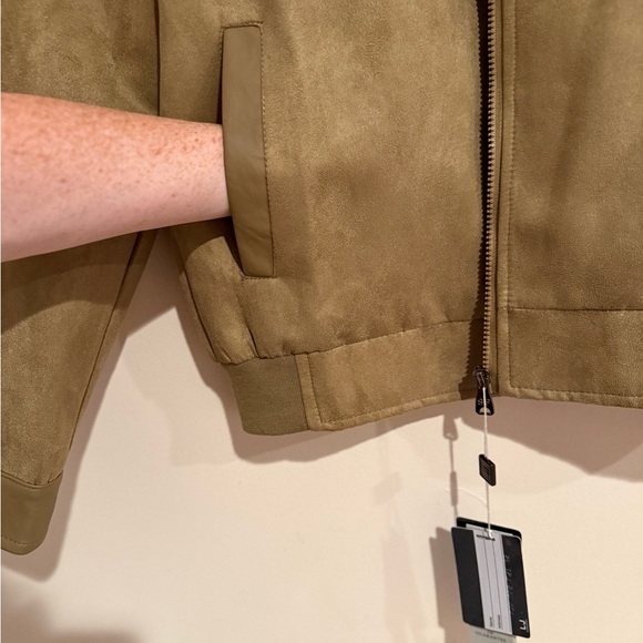 NWT Suede Style Bomber Jacket, Medium, Italian, Faux Leather, 1980's Euro Summer - Picture 9 of 12